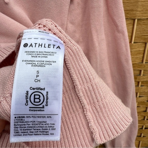 Athleta Evergreen Pullover Hoodie Sweater Pink Women's Small (Petite) - Picture 7 of 8
